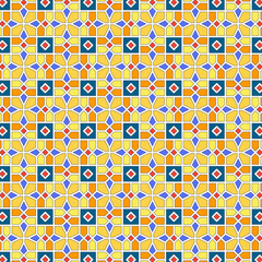 Colorful seamless geometric pattern with ethnic style, versatile design for various creative projects, suitable for decoration, fabric, textile, background, wallpaper, etc.