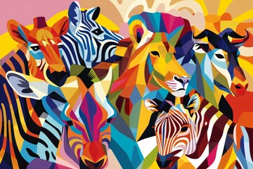 Vector Art Depicting Diversity in a College Safari Setting, Showcasing Students from Various Backgrounds Engaged in Wildlife Exploration and Adventure, Promoting Inclusion and Education.