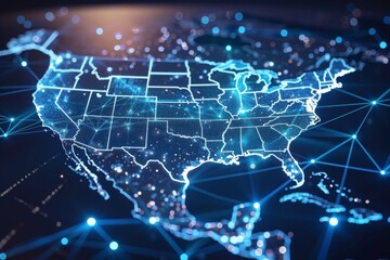 Digital map of america network connectivity created with generative ai