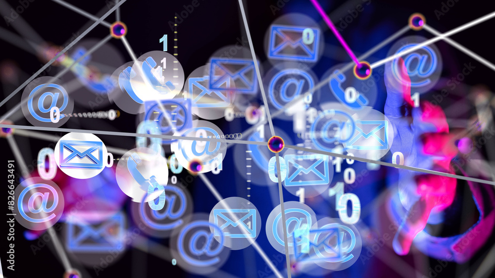 Poster mail communication support contact concept service - 3d