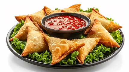 mini triangle  samsa samosa made using patti or strip, popular home made snack from India arabic 