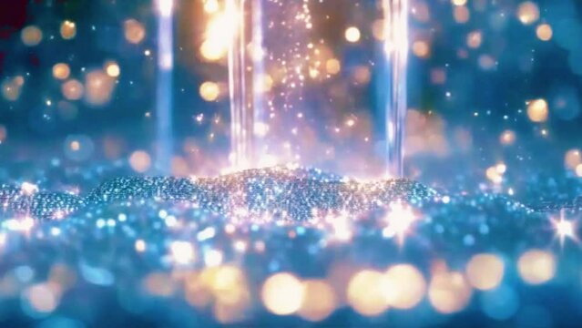 Heavy rain made of glitter drops, each drop sparkling as it falls and hits the ground, 4K Glitter background High-Quality Animation Video