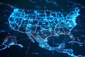 Digital map of america network connectivity created with generative ai