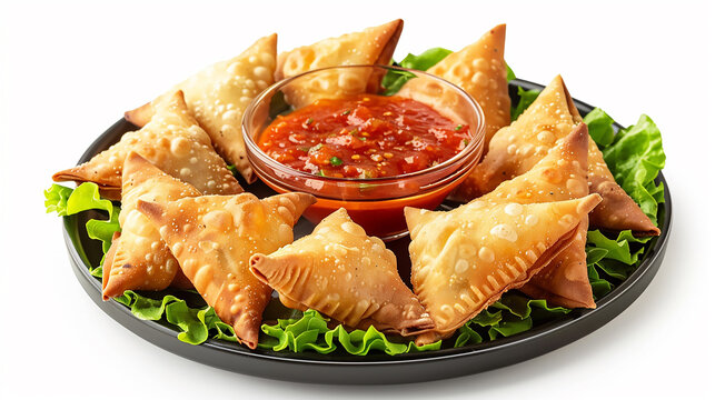 mini triangle  samsa samosa made using patti or strip, popular home made snack from India arabic 