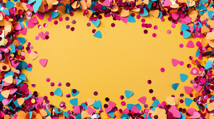 A colorful confetti frame with room for your personalized message