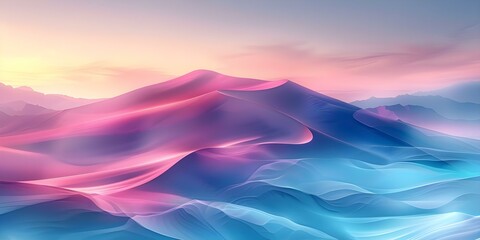 Abstract pink and blue dunes create a tranquil and smooth background. Concept Colorful Backgrounds, Tranquil Landscapes, Abstract Photography, Nature-Inspired Art, Surreal Landscapes