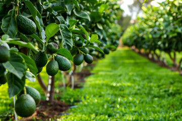 Abundance of avocados on trees