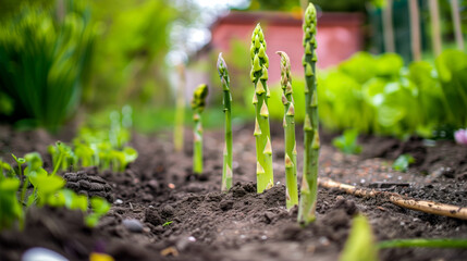 A cluster of asparagus in the garden