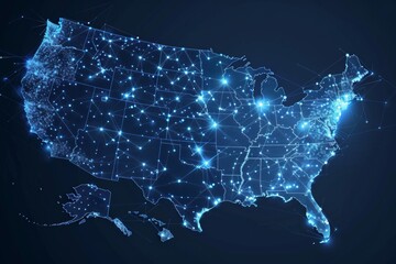 Obraz premium Digital map of america network connectivity created with generative ai