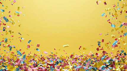 A dynamic confetti-filled scene with an empty space for your message
