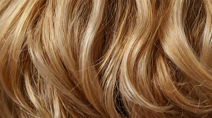 Naklejka premium Closeup of Blonde shiny and wavy highlighted woman hair background texture 