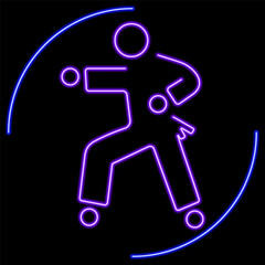 karate neon sign, modern glowing banner design, colorful modern design trend on black background. Vector illustration.