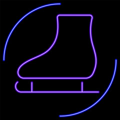 skates neon sign, modern glowing banner design, colorful modern design trend on black background. Vector illustration.
