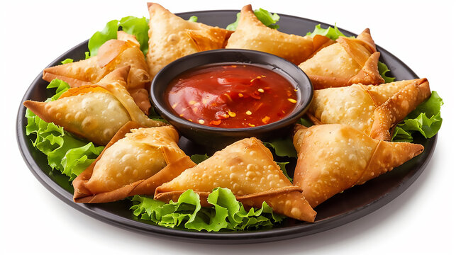 mini triangle  samsa samosa made using patti or strip, popular home made snack from India arabic 