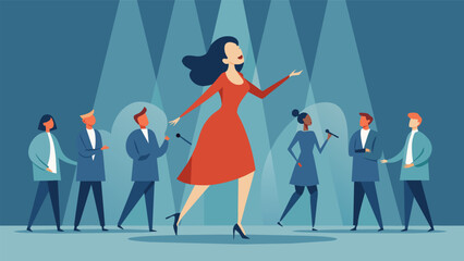 A soloist steps forward her voice soaring through the room as the rest of the choir provides a gentle harmonic backdrop.. Vector illustration