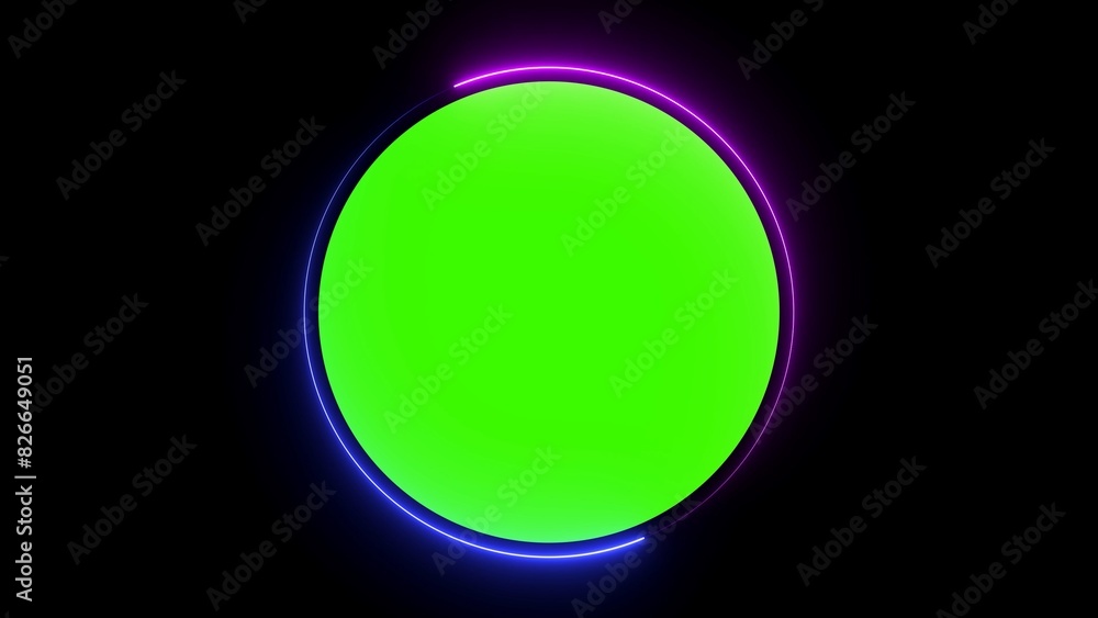 Poster abstract beautiful green screen neon frame circle loading icon background illustration 4k.