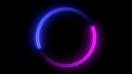 Abstract beautiful blue neon frame circle loading icon background illustration 4k.