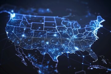 Digital map of america network connectivity created with generative ai