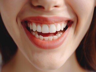 Fototapeta premium A woman with a smile and white teeth.