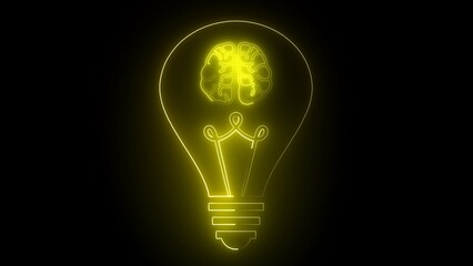 The human brain combined with an electric light bulb. A glowing light bulb that have a glowing human brain inside. Symbol for creative and thinking idea concept.