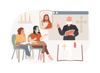 Theology isolated concept vector illustration.
