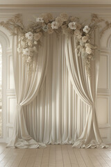 Drapery with luxurious floral upper ornament