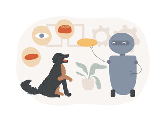 Robotic pet sitters isolated concept vector illustration.