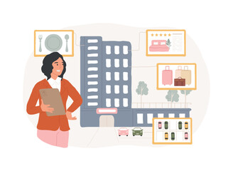 Hospitality management isolated concept vector illustration.