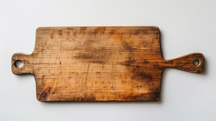 A single wooden cutting board against a white backdrop