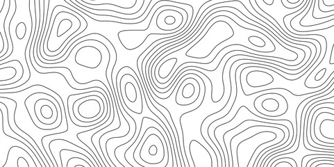 Black and white abstract topographic contours map background, topographic map and landscape terrain texture grid outline cartography landscape white wave paper curved reliefs abstract background.