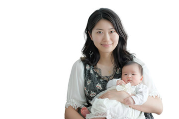White Background Motherhood Portrait on Transparent Background