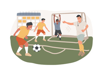 Soccer camp isolated concept vector illustration.
