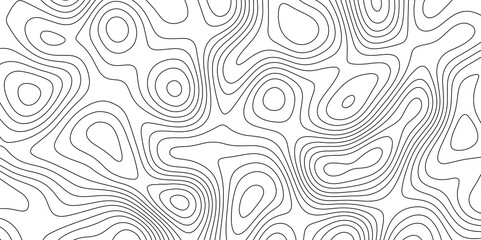 Fototapeta premium Black and white abstract topographic contours map background, topographic map and landscape terrain texture grid outline cartography landscape white wave paper curved reliefs abstract background.