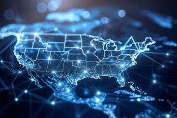 Obraz premium Digital map of america network connectivity created with generative ai