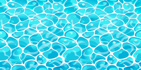 Blue water pool. Pool water waves texture, perfectly clean clear water in the pool vibrant color, sea waves seamless pattern, Hello Summer, swimming sports, water games, kids camp, sea beach party 