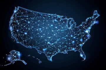 Naklejka premium Digital map of america network connectivity created with generative ai