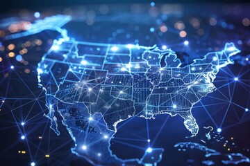 Obraz premium Digital map of america network connectivity created with generative ai