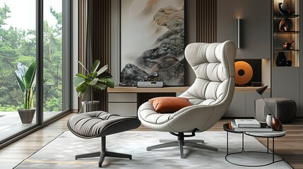 Fototapeta premium A stylish, modern task chair with a contoured seat and back, designed for maximum comfort and support during long work sessions.