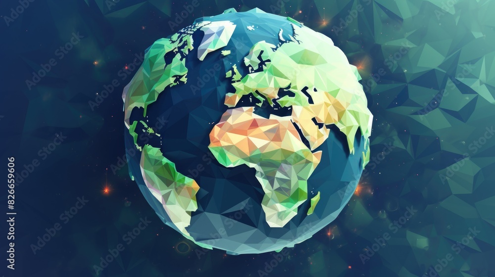 Poster a computer generated image of the earth with a green and blue color scheme