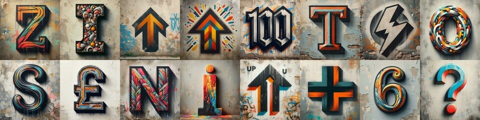 Graffiti style Lettering Typeface. AI generated illustration