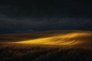 Isolated light on a hill in twilight
