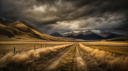 Dramatic clouds over mountainous landscape