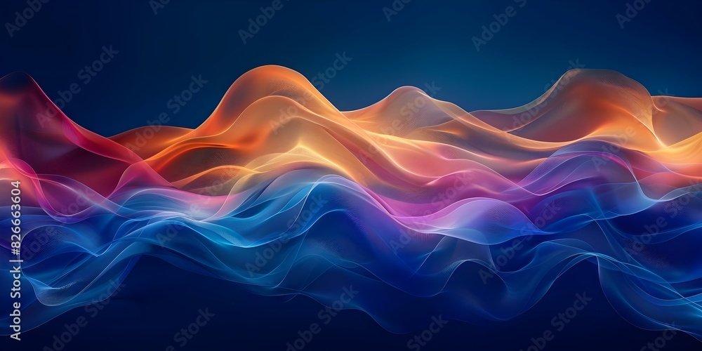 Poster abstract dark blue background with gradient colorful wave pattern wide banner. concept abstract, dar