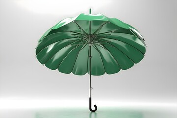 Cool 3D umberella in green color made of metal, white background