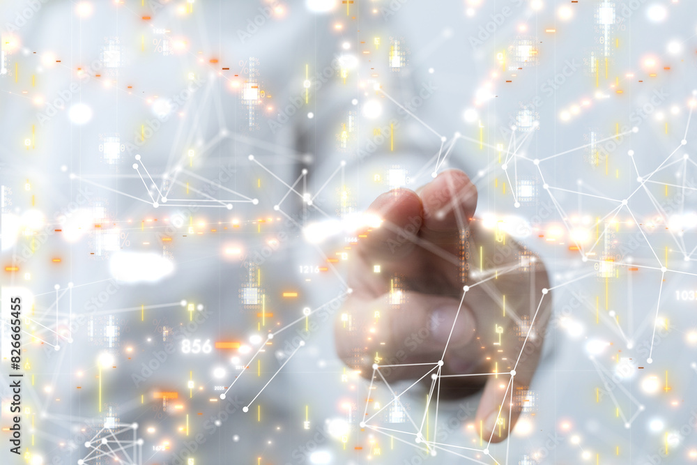 Poster neural network 3d illustration. big data and cybersecurity
