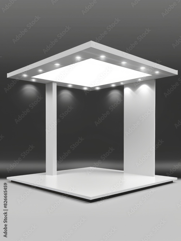 Poster a white structure with a square base and a white roof. the structure is lit up with lights