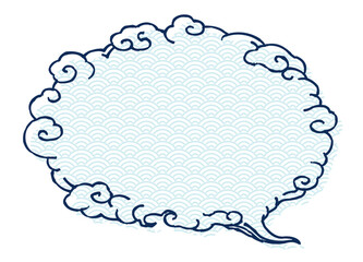 浮世絵タッチのアナログタッチ紋様塗りの吹き出し