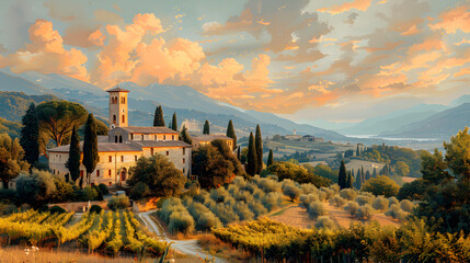 Charming View of Assisi with Historic Architecture and Scenic Italian Countryside