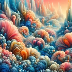 Fototapeta premium beautiful coral reef surrealism artwork,Generative AI