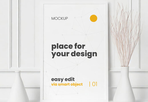 All white Poster Frame Mockup 02 Generative Ai